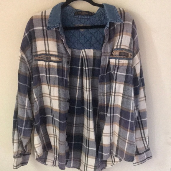 FRYDAY CLUB Flannel jacket with blue jean collar - Picture 1 of 1